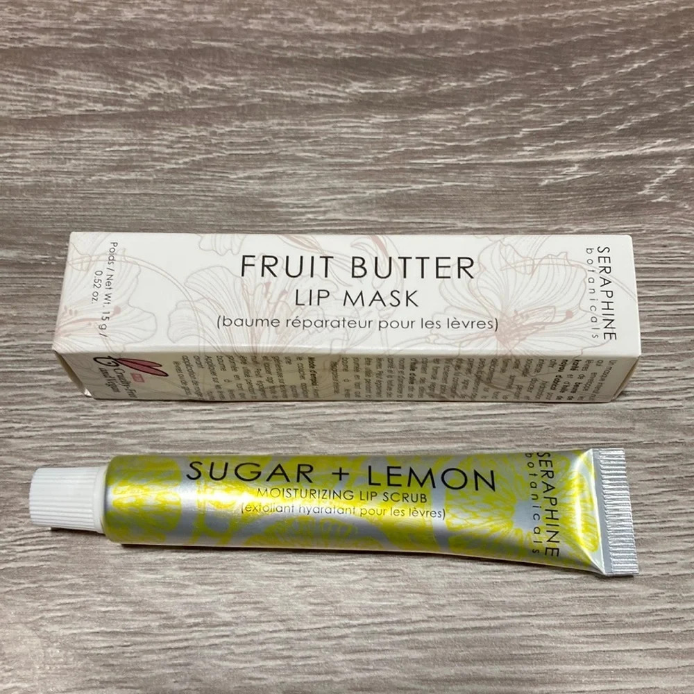 Seraphine Botanicals Bundle of Fruit Butter Lip Mask & Sugar + Lemon Lip Scrub